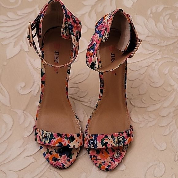 JustFab Lotus Floral High Heel Sandals - Picture 4 of 16
